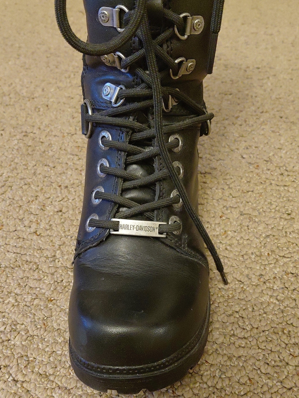 HARLEY DAVIDSON Knee High Black Leather Boots Size 5.5 - Picture 7 of 14